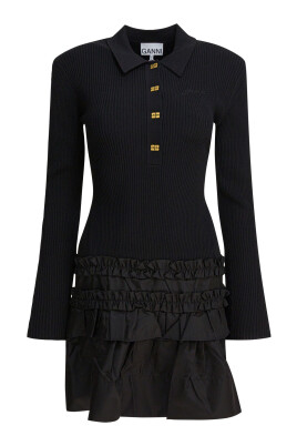 black-flared-dress-with-ruffled-details