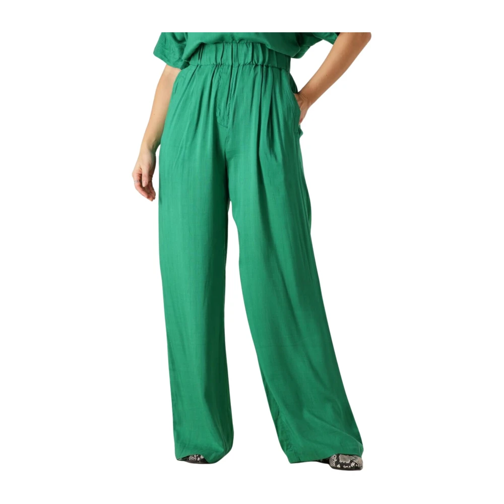 By-Bar Groene Wijde Dobby Broek Green Dames