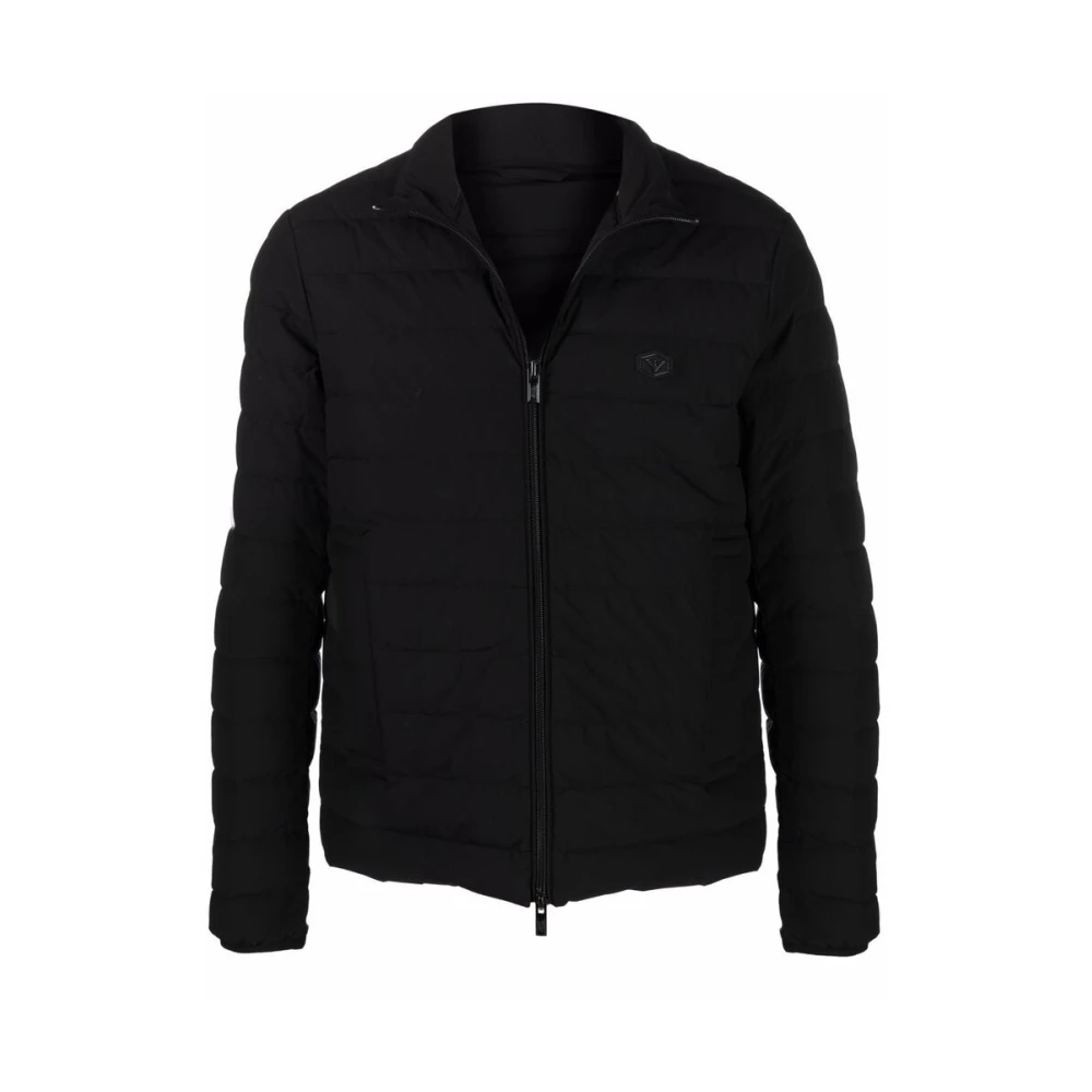 Emporio Armani Svart Vadderad Jacka med Logopatch Black, Herr