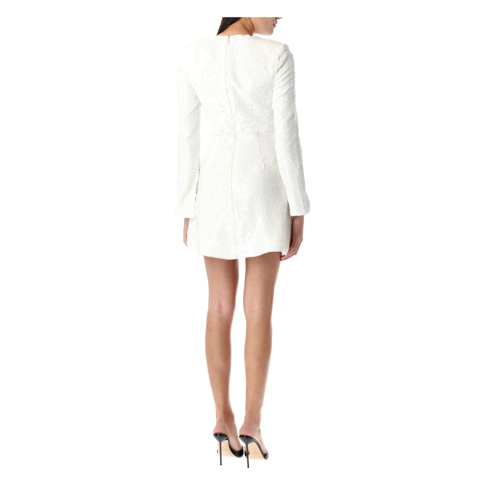 Self Portrait Witte Mini Jurk met Pailletten en Strikdetail White Dames