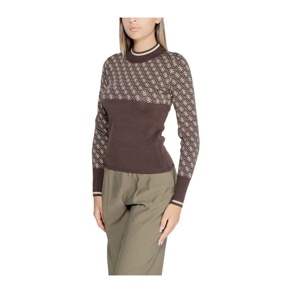 Guess Bruine Gebreide Trui Dames Herfst Winter Collectie Brown Dames