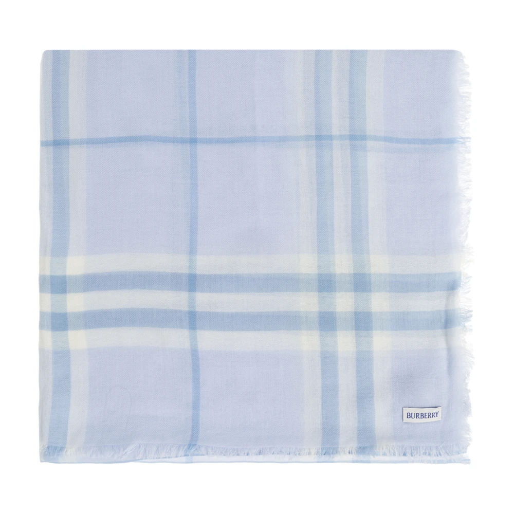 Burberry Unisex Blauw Accessoires One Size, Wol, Brede Geruite Wollen Sjaal
