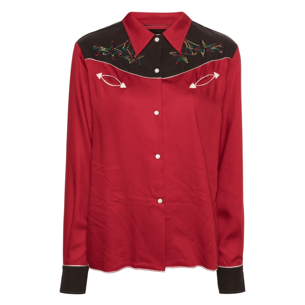 Bode Rode Western Shirt voor Mannen Red Dames
