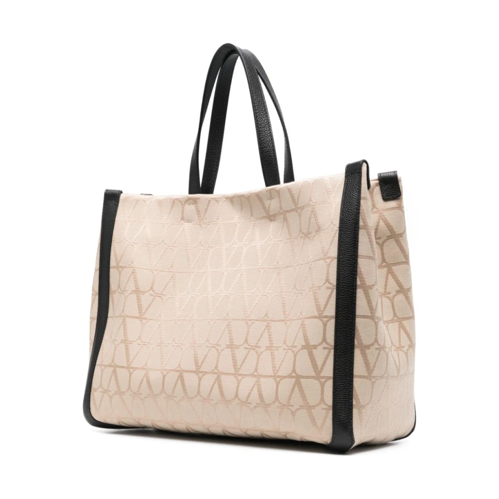 Valentino Garavani Canvas VLogo Signature Print Tas Beige Heren