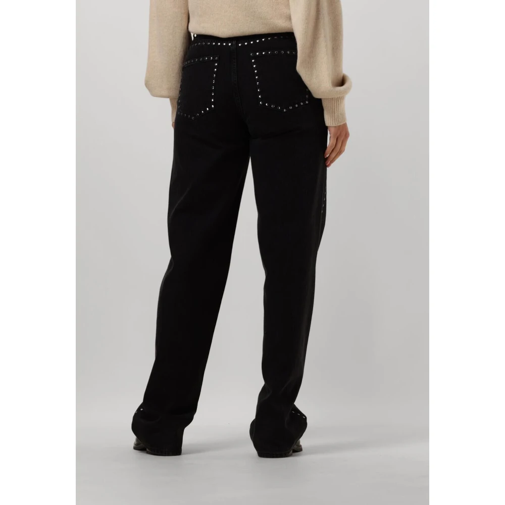 Co'Couture Zwarte Straight Leg Stud Jeans Black Dames