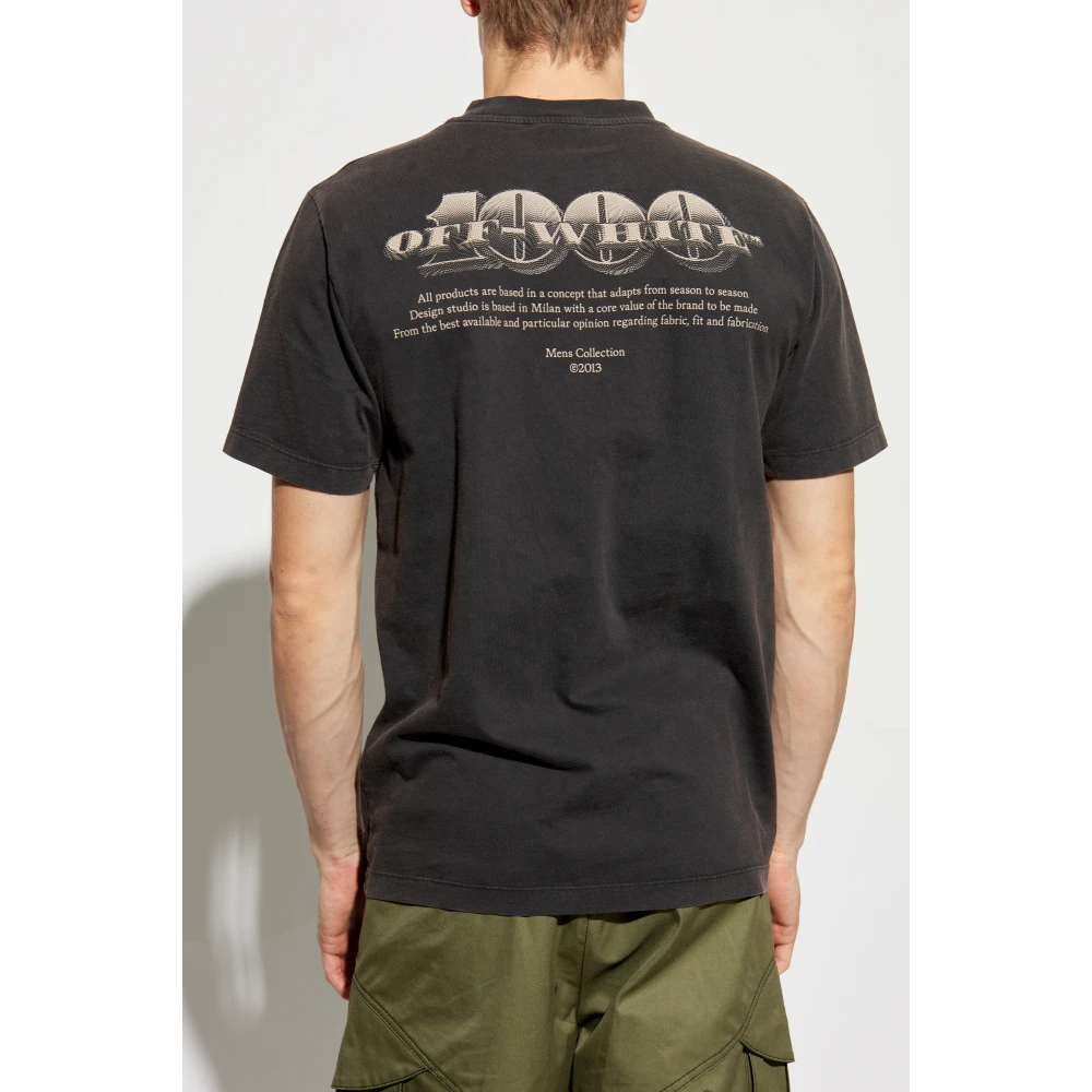 Off White T-shirt met logo Gray Heren