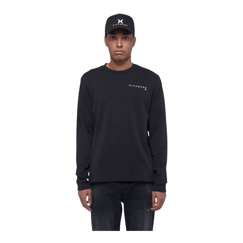 John Richmond T-shirt met lange mouwen en logo Black Heren