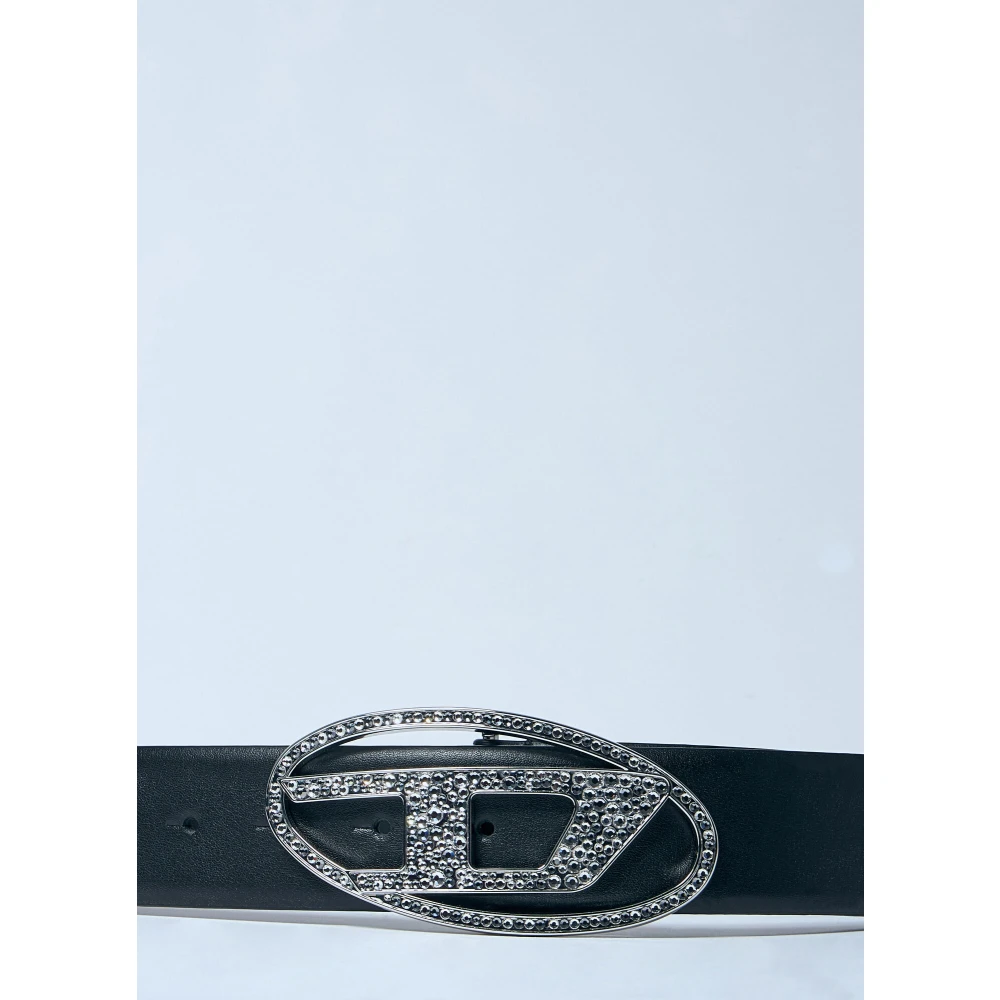 Diesel Kristallen Gesp Leren Riem Black Dames
