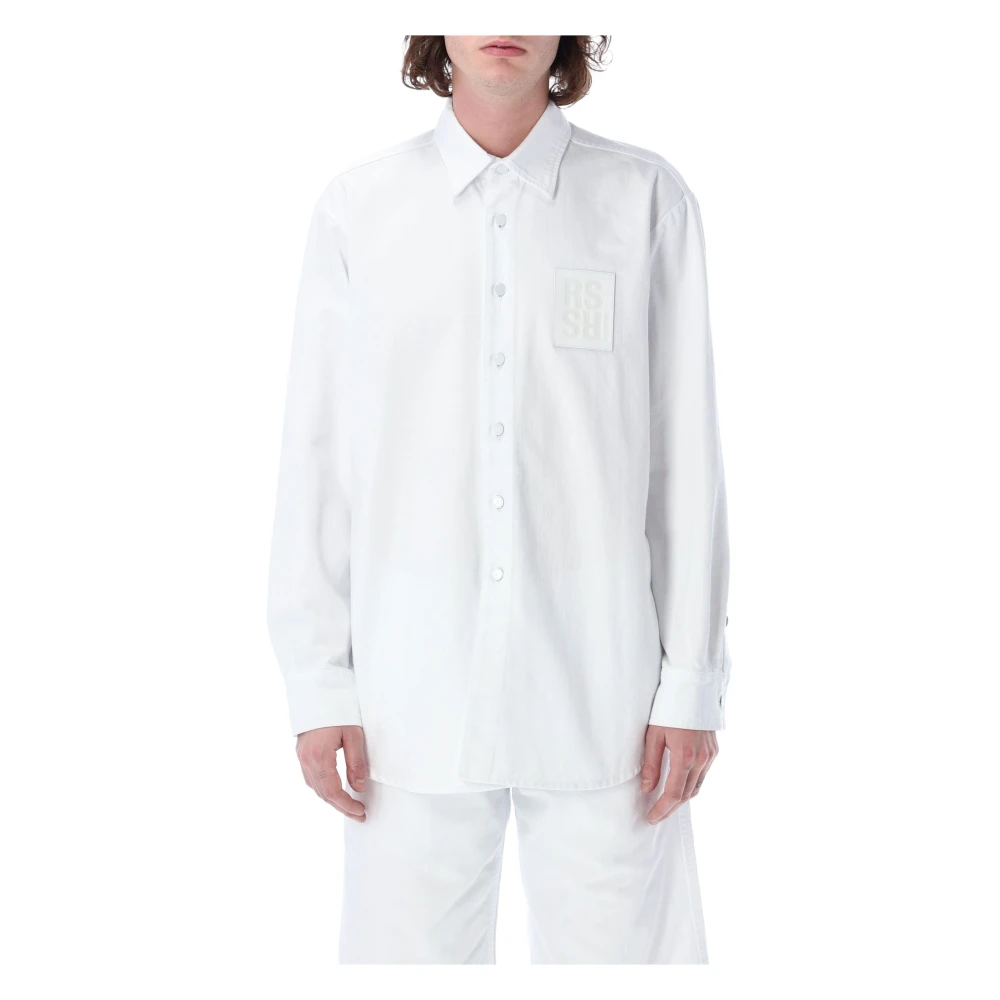 Raf Simons Witte Denim Overhemd Straight Fit White Heren