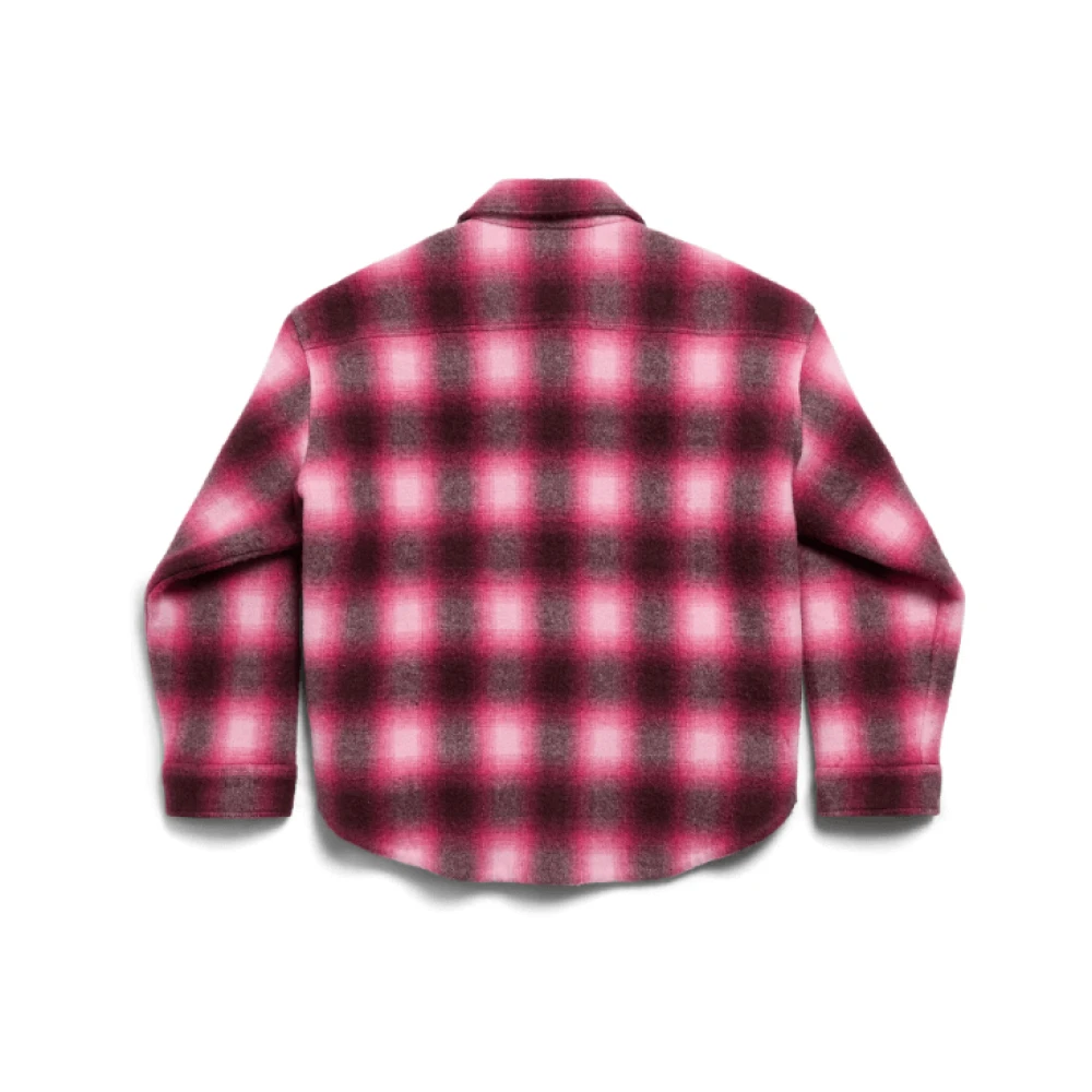 Balenciaga Roze Geruite Flanellen Overhemd Geborduurde Stijl Pink Dames