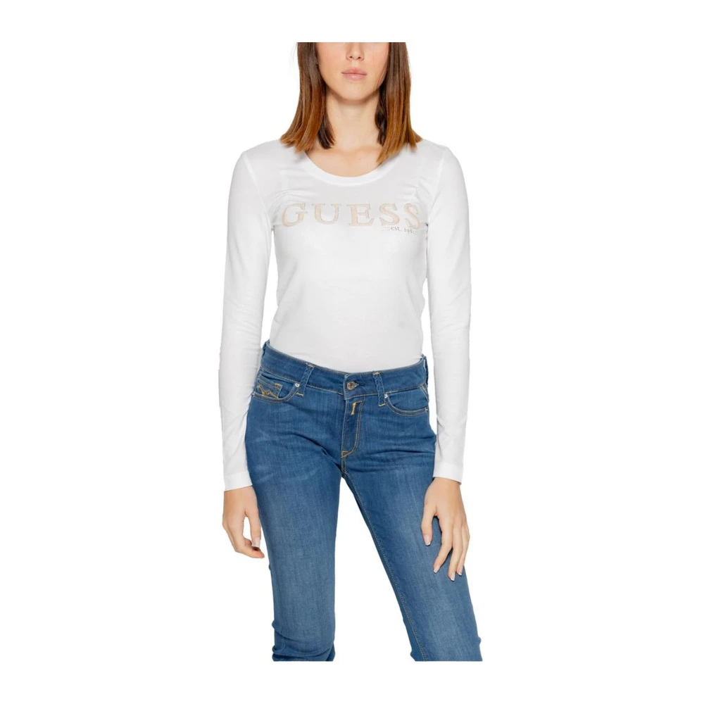 Guess Witte Katoenen Longsleeve T-shirt White Dames