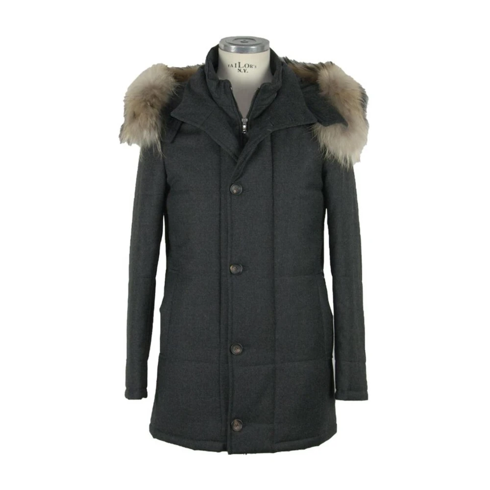 Made in Italia Grijze wollen capuchonjas jas Gray Heren