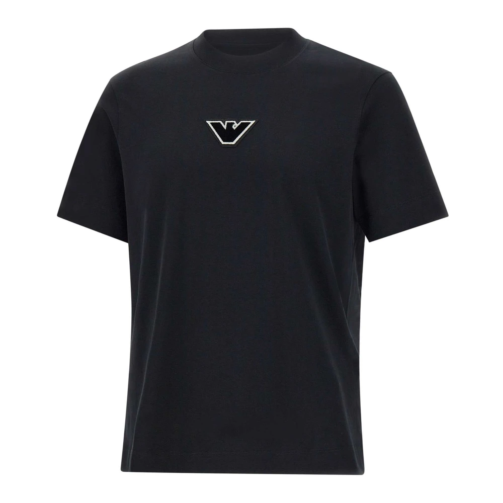 Emporio Armani Zwarte Katoenen T-shirt met Logo Black Heren