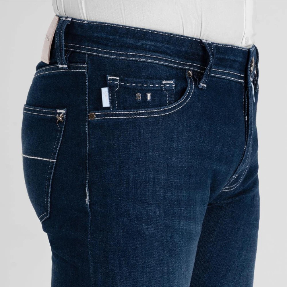 Tramarossa Leonardo Witte Stiksel Jeans Blue Heren