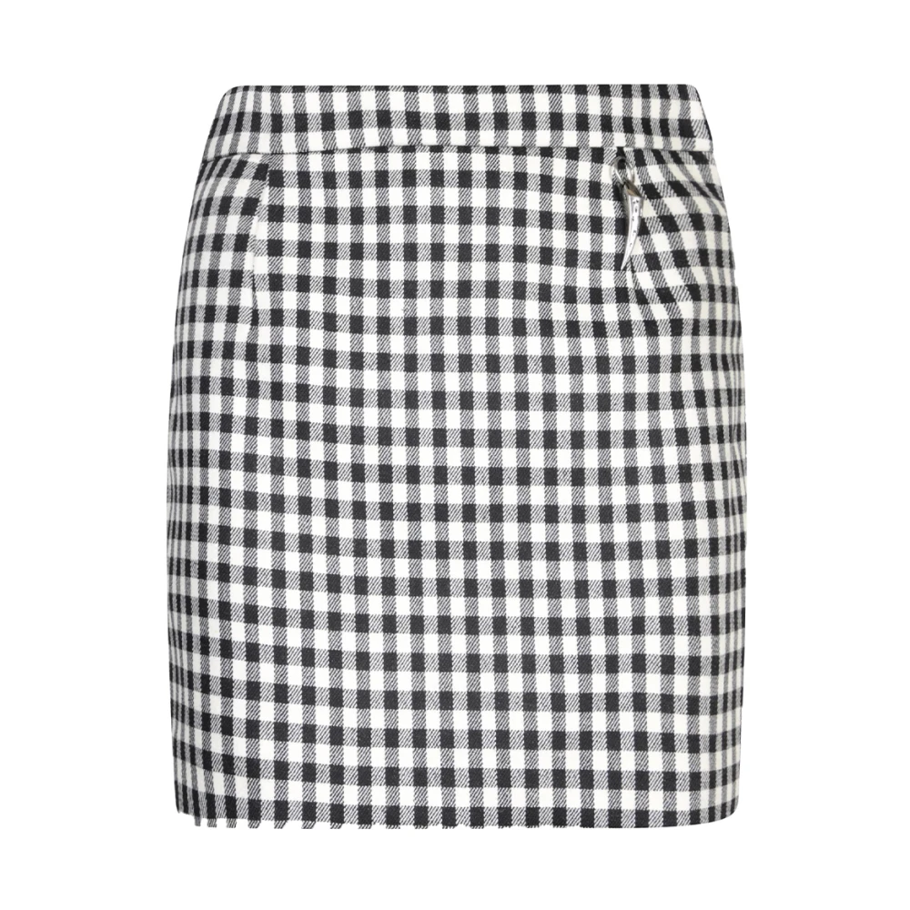 Roberto Cavalli Women's Black Short Skirts, L, Gingham Mini Skirt