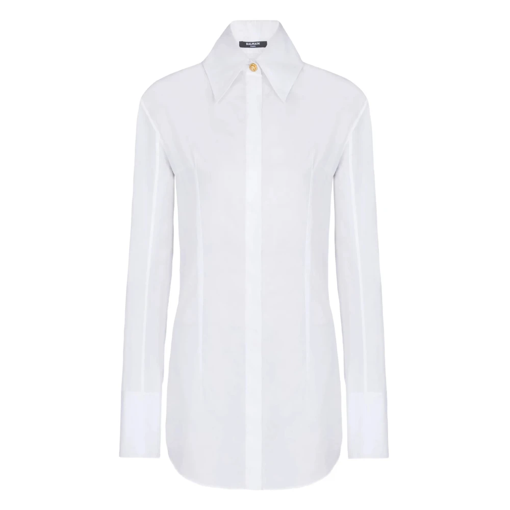Balmain White Cotton Poplin Shirt - Female - Shirts - S - Blouses & Shirts