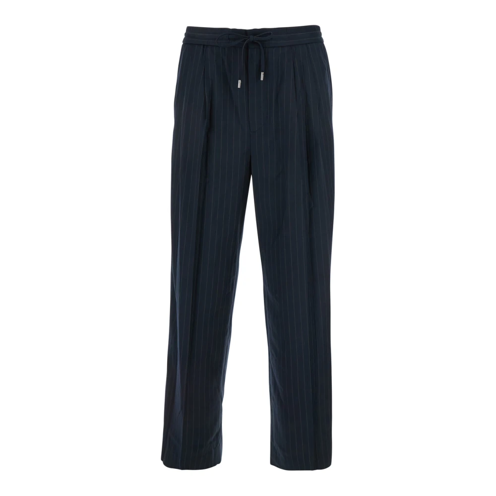 Dunst Blauwe Gestreepte Katoenen Broek met Elastische Taille Blue Heren