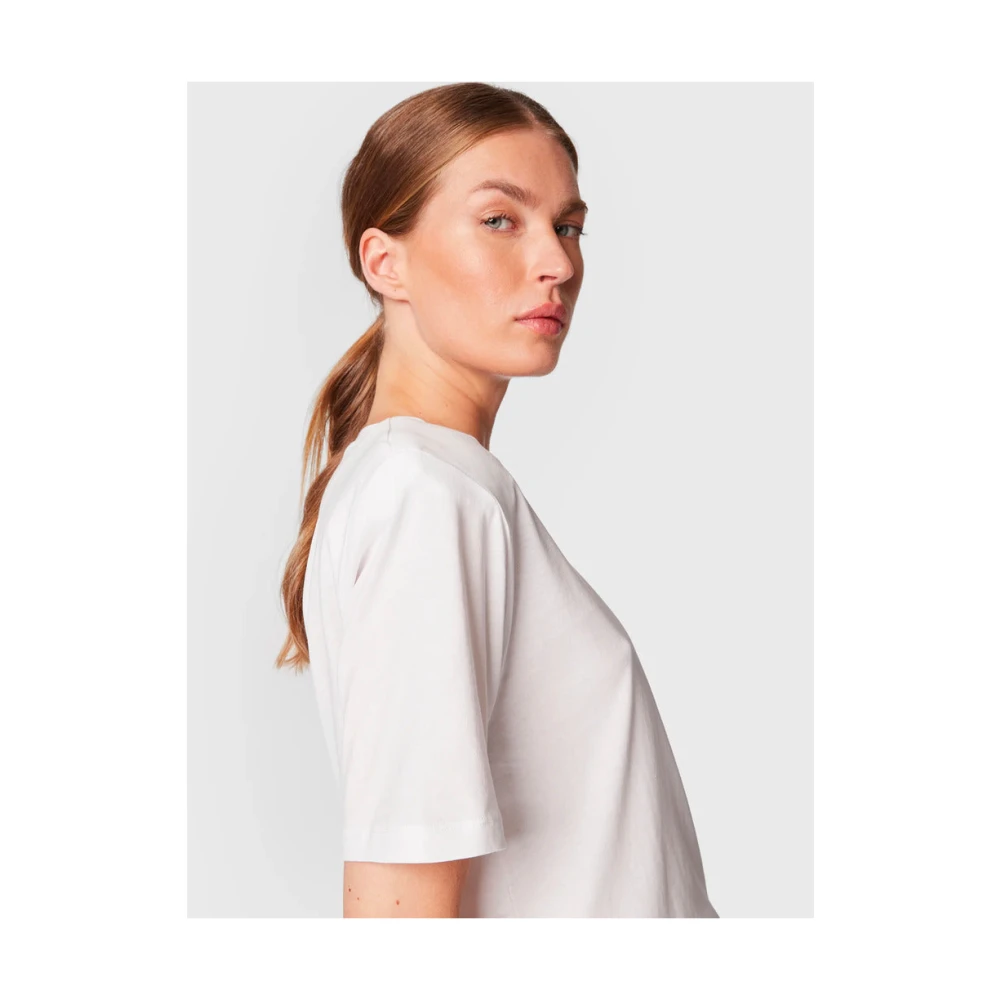 PATRIZIA PEPE Stijlvolle Katoenen T-shirt met Contrastlogo White Dames
