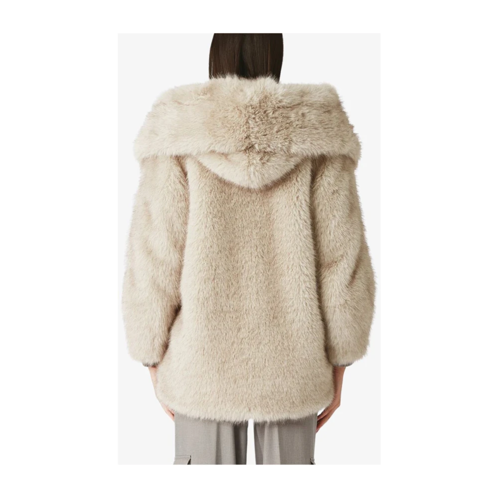 Nenette Imitatiebontjas met capuchon White Dames