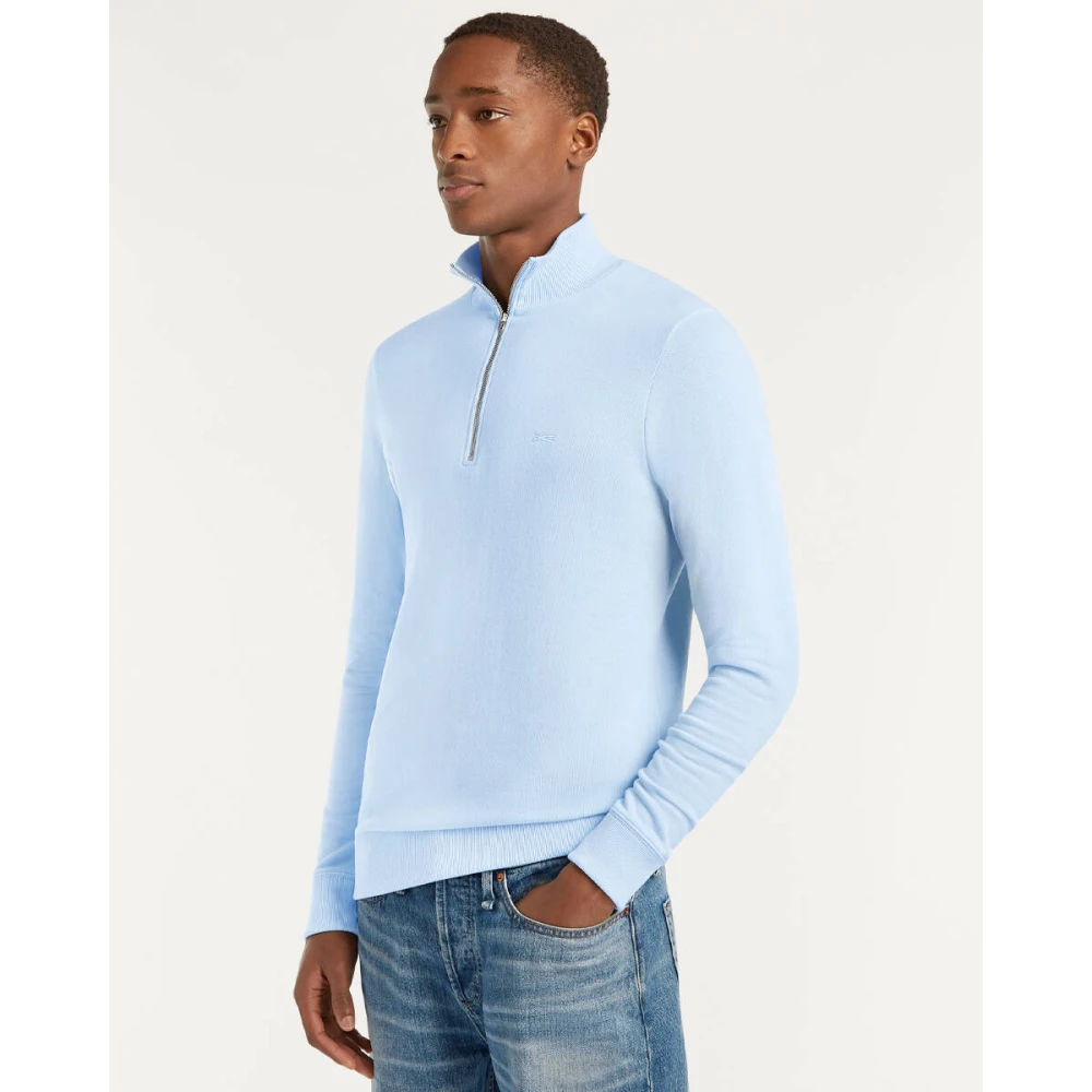 Denham The Jeanmaker Roger Half Zip Sweatshirt Blue Heren
