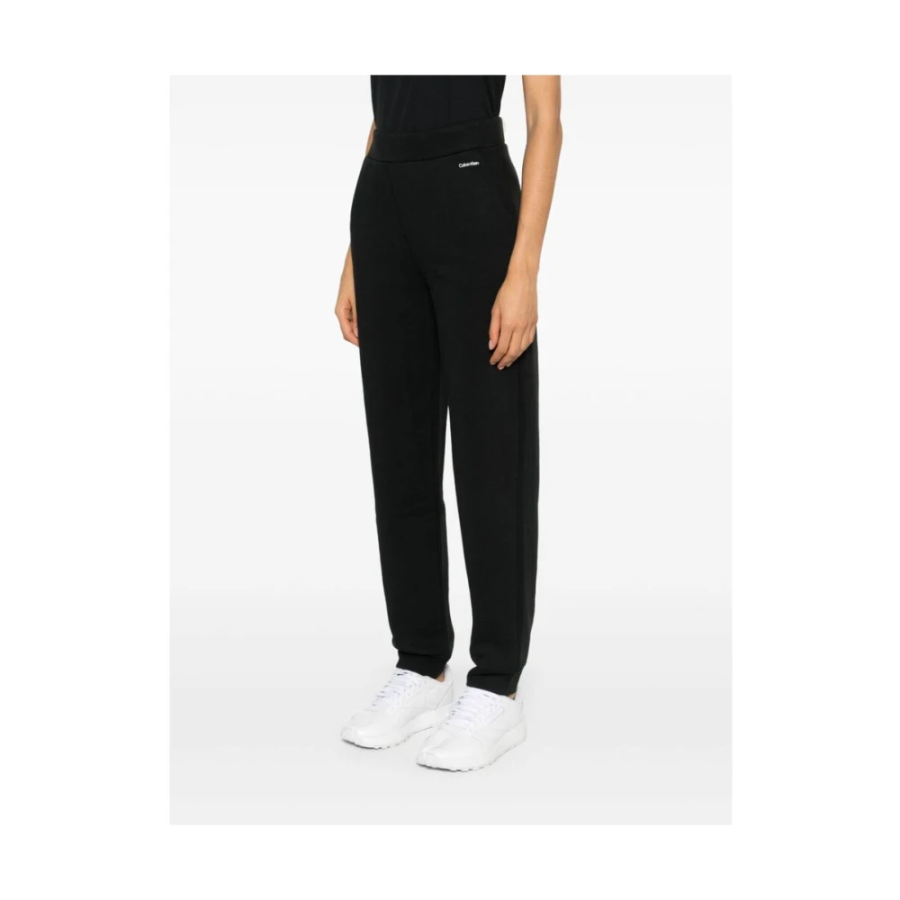 Calvin Klein Zwarte Jersey Logo Print Broek Black Dames