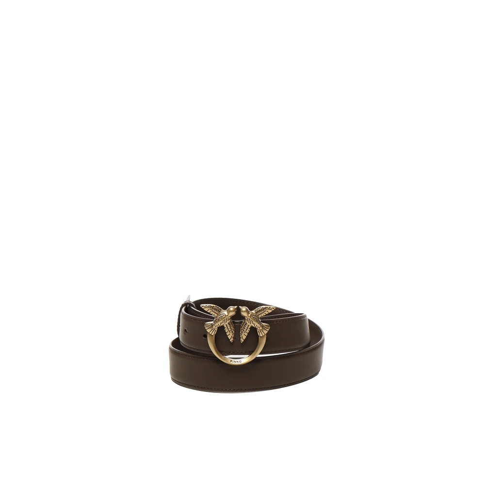 Pinko Brun Läderbälte Med Metallspänne