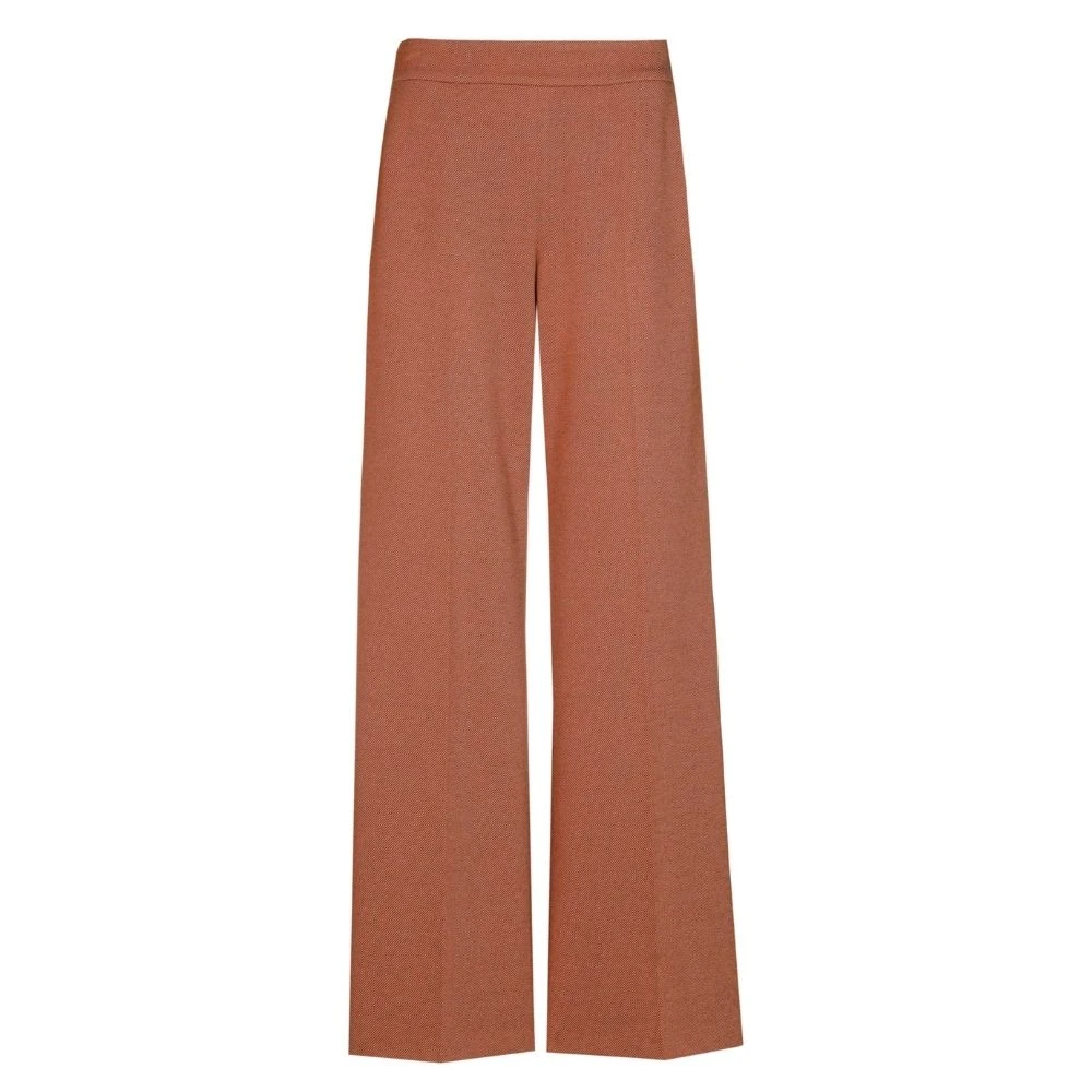 Marie Méro Wijde Kameelbroek Elastische Taille Rits Brown Dames