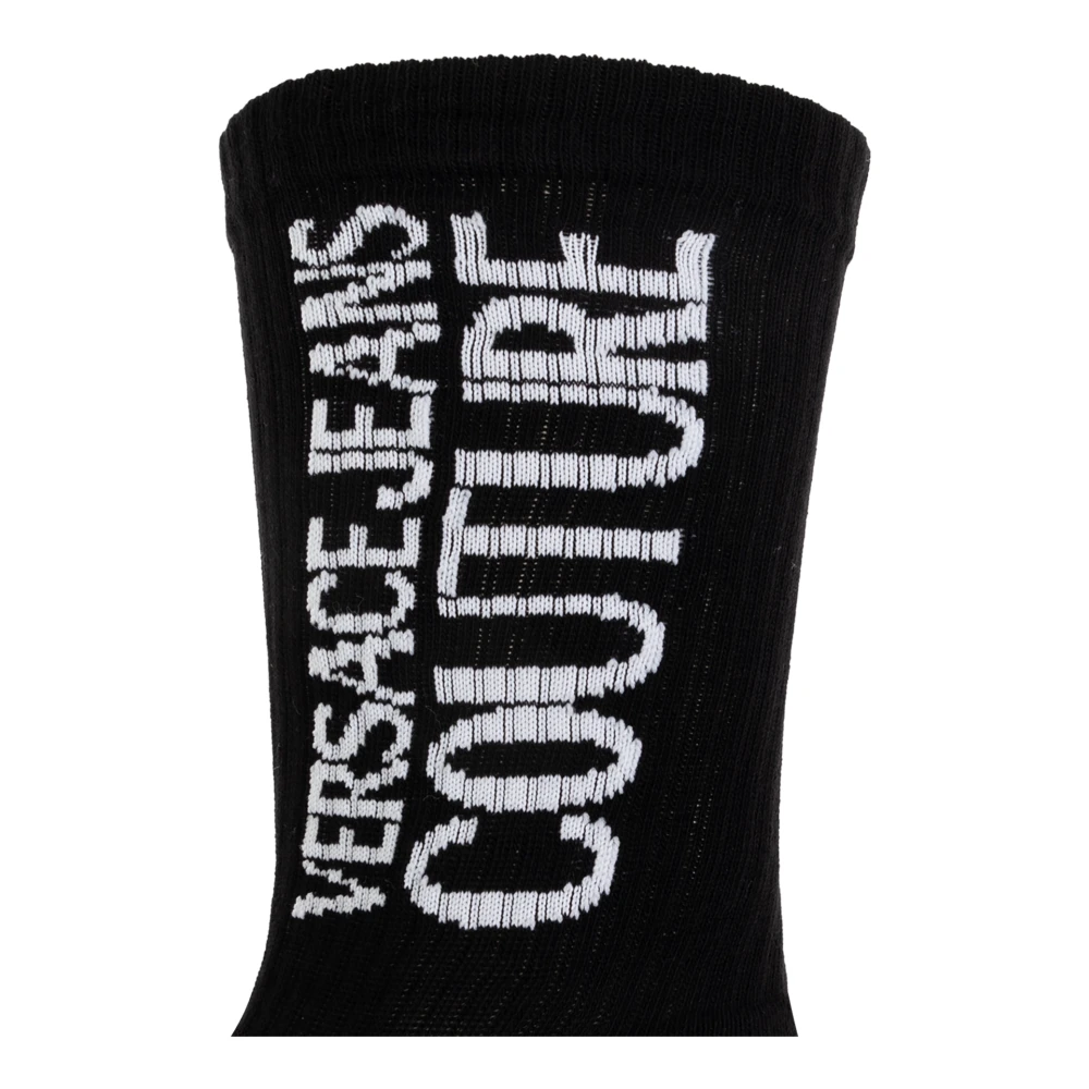 Versace Jeans Couture Katoenen sokken met logo Black Heren