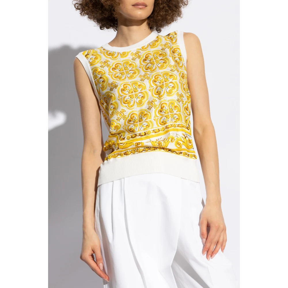 Dolce & Gabbana Top met 'Majolica'-print Yellow Dames