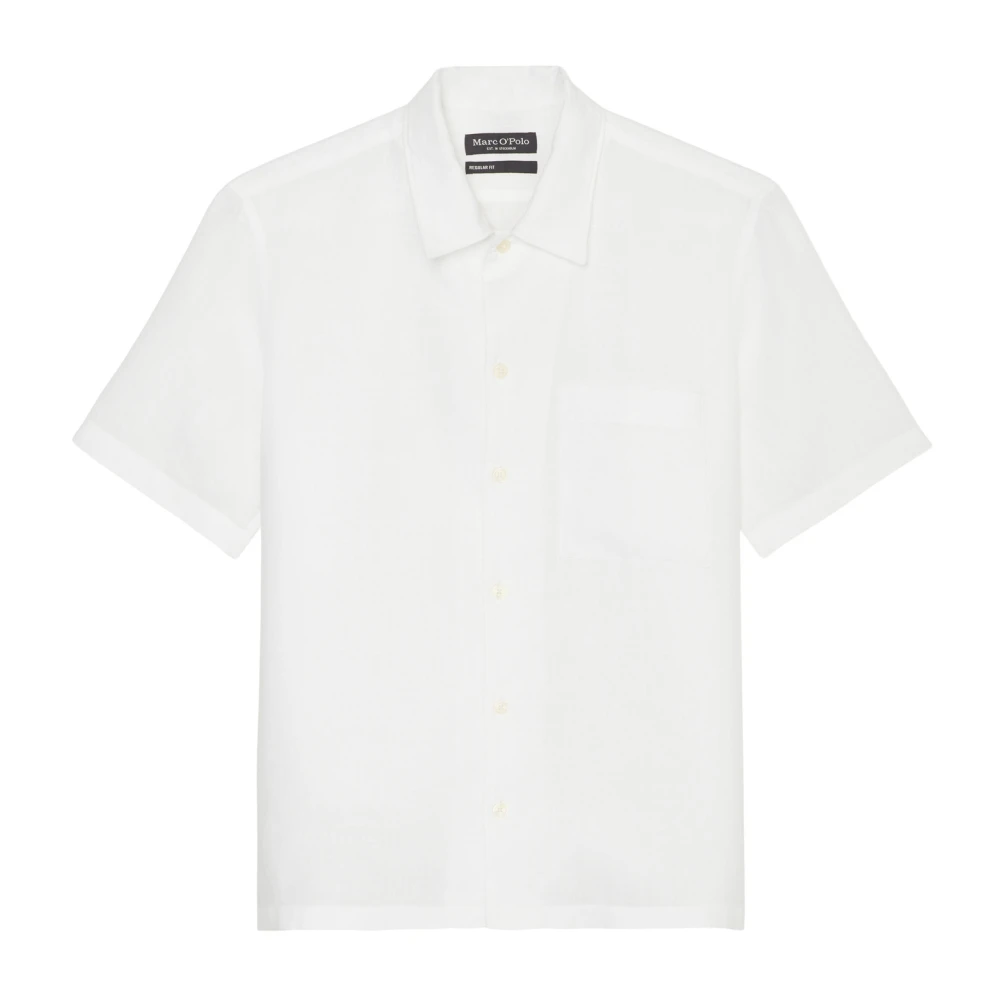 Marc O'Polo Linnen korte mouwen overhemd regular White Heren