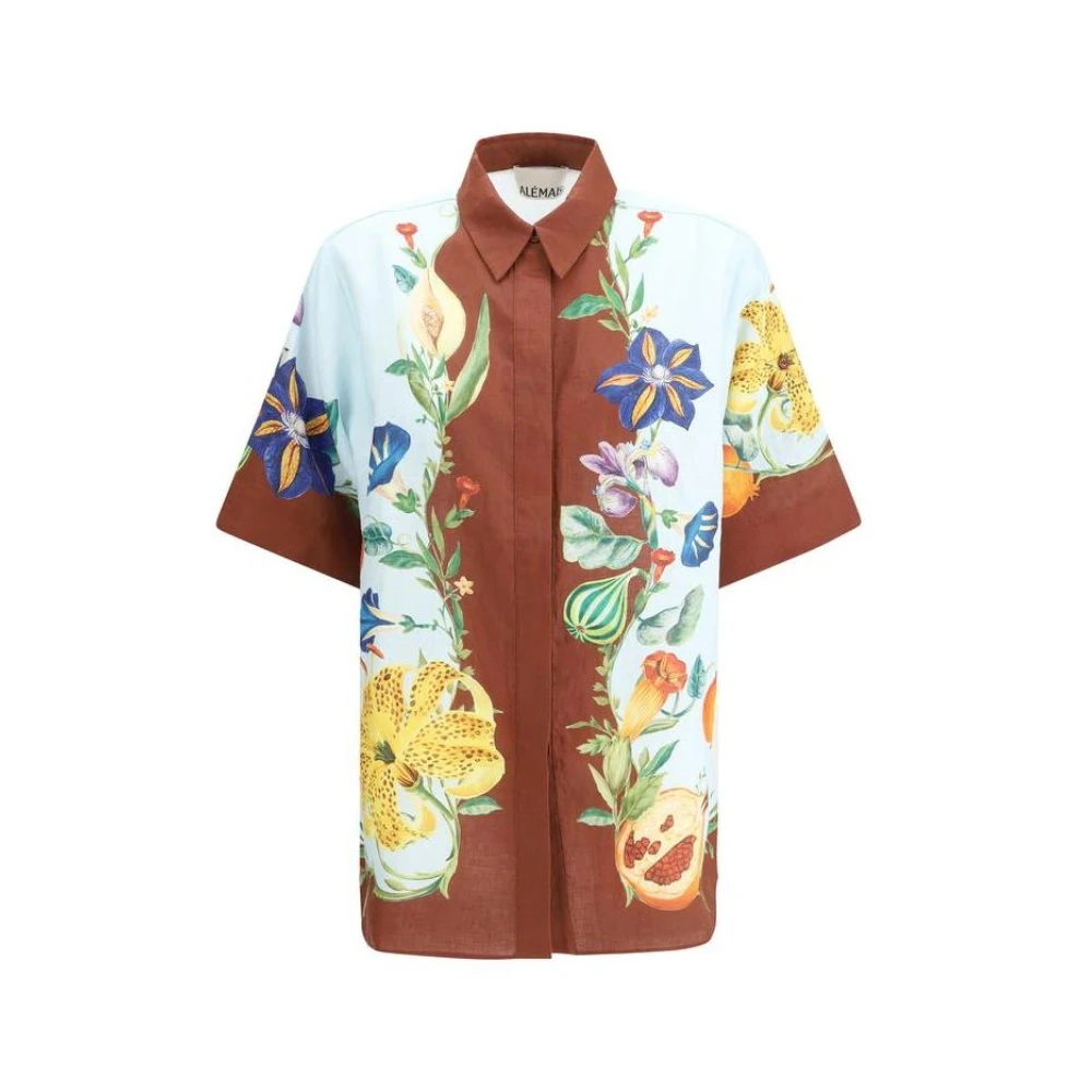 Alemais Bloemen Linnen Overhemd Relaxte Pasvorm Multicolor Dames