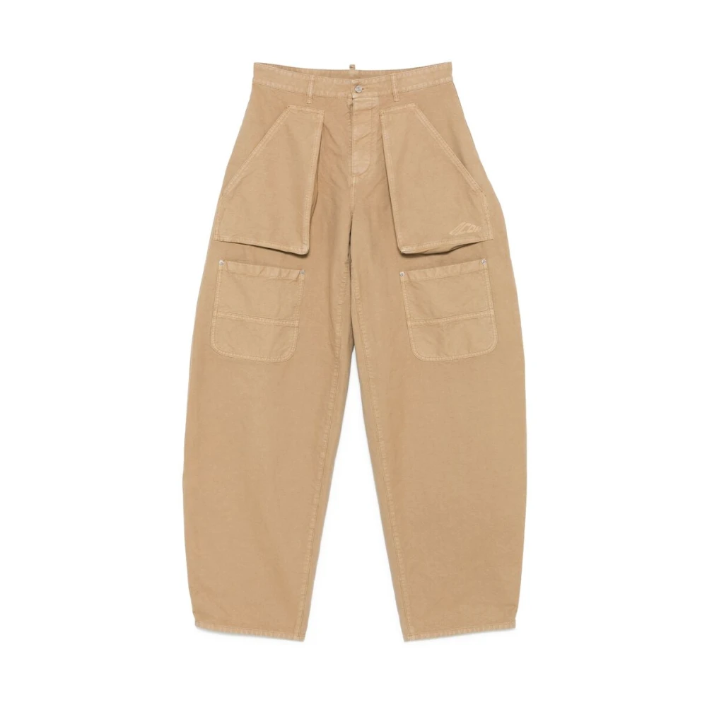 Dsquared2 Cargo Beige Broek met Knoopsluiting Beige Dames