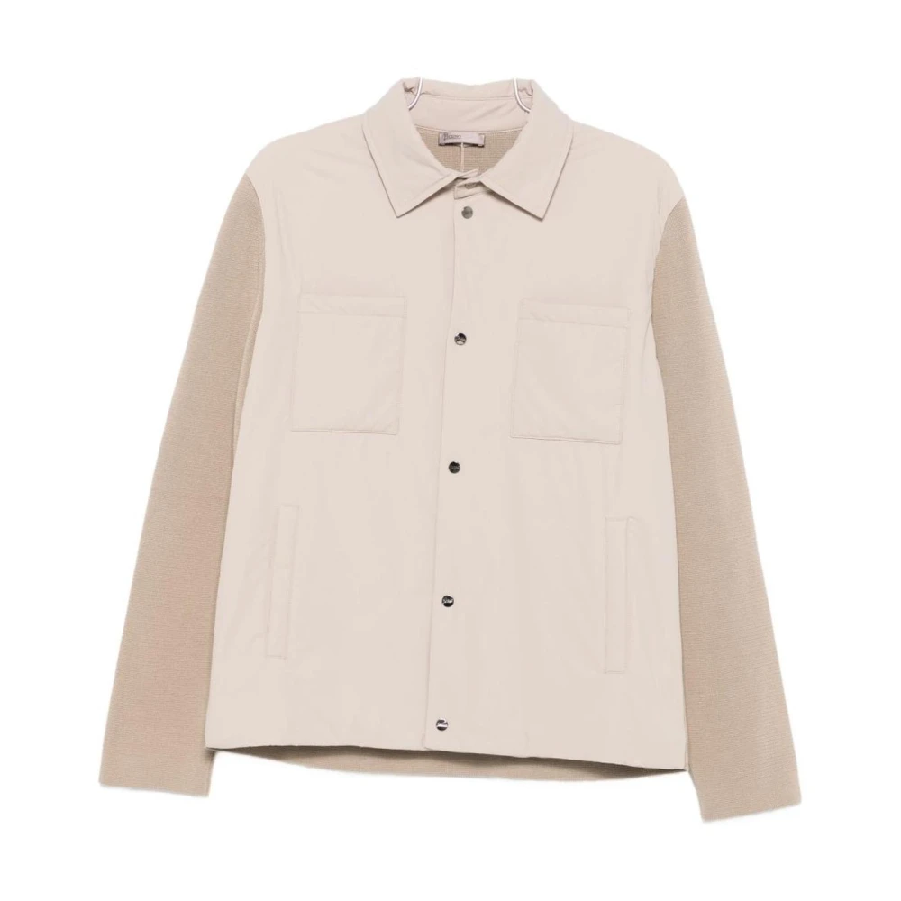 Herno Hombre Beige Chaqueta Con Mangas En Contraste Y Botones