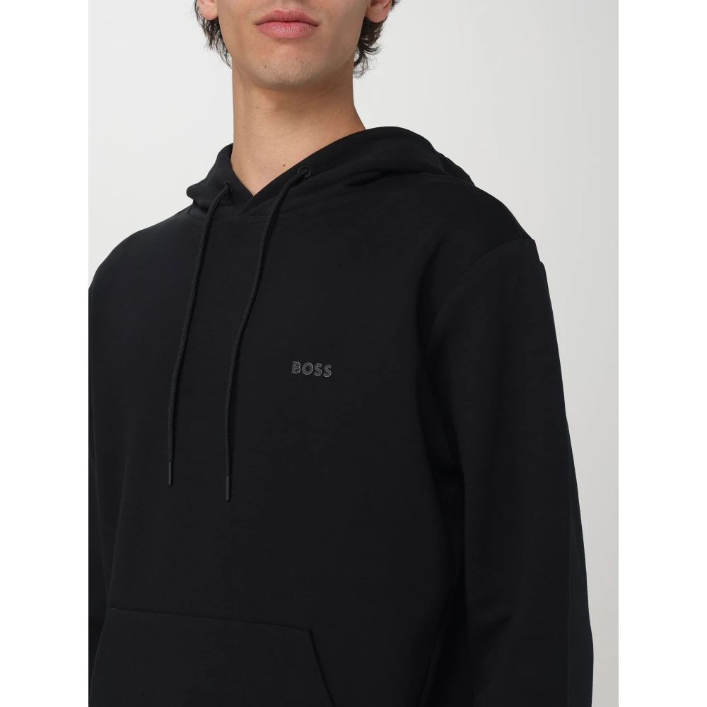 Hugo Boss Zachte Fleece Hoodie voor Gezellig Comfort Black Heren