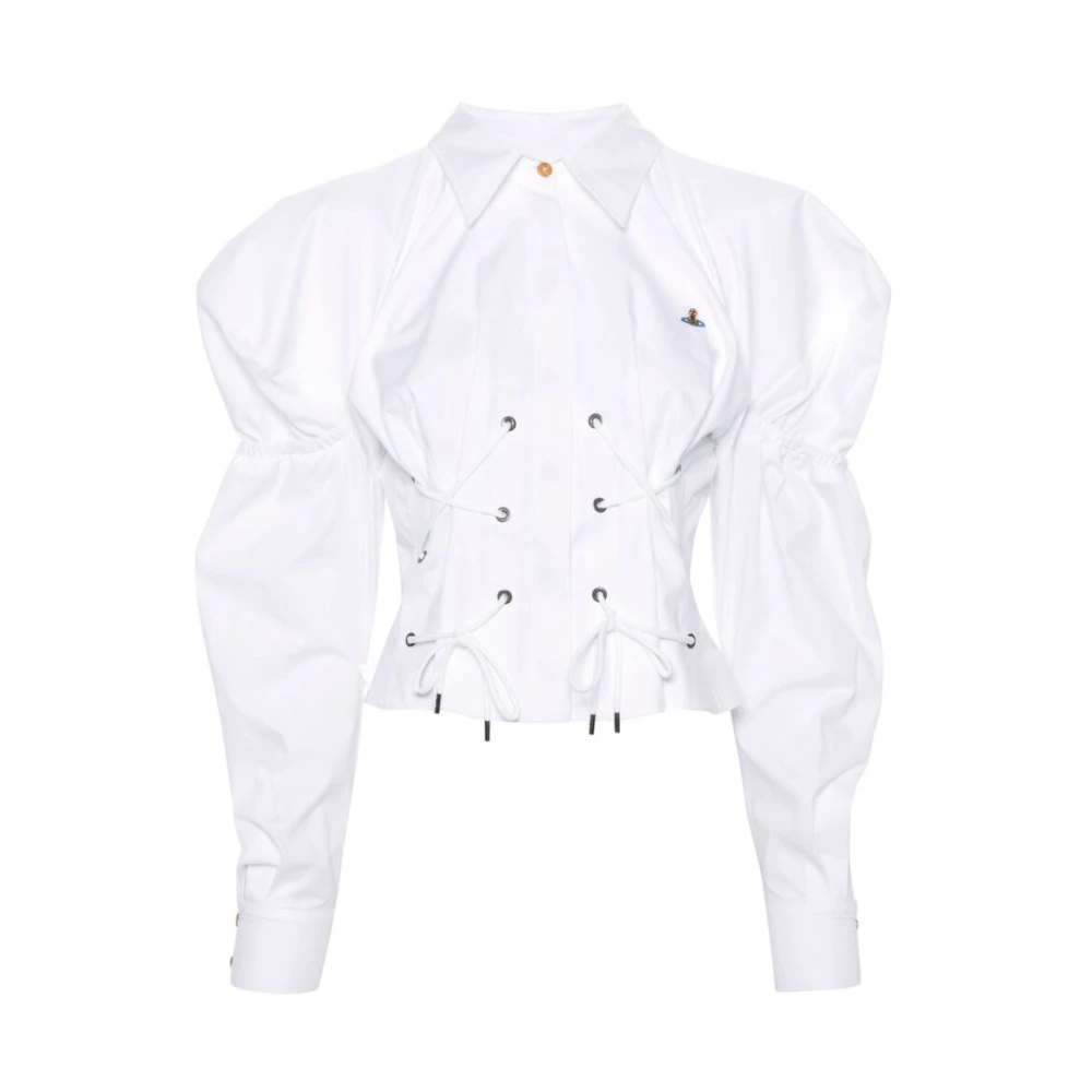 Vivienne Westwood Witte Katoenen Poplin Overhemd met Handtekening Orb Logo Borduursel White Dames