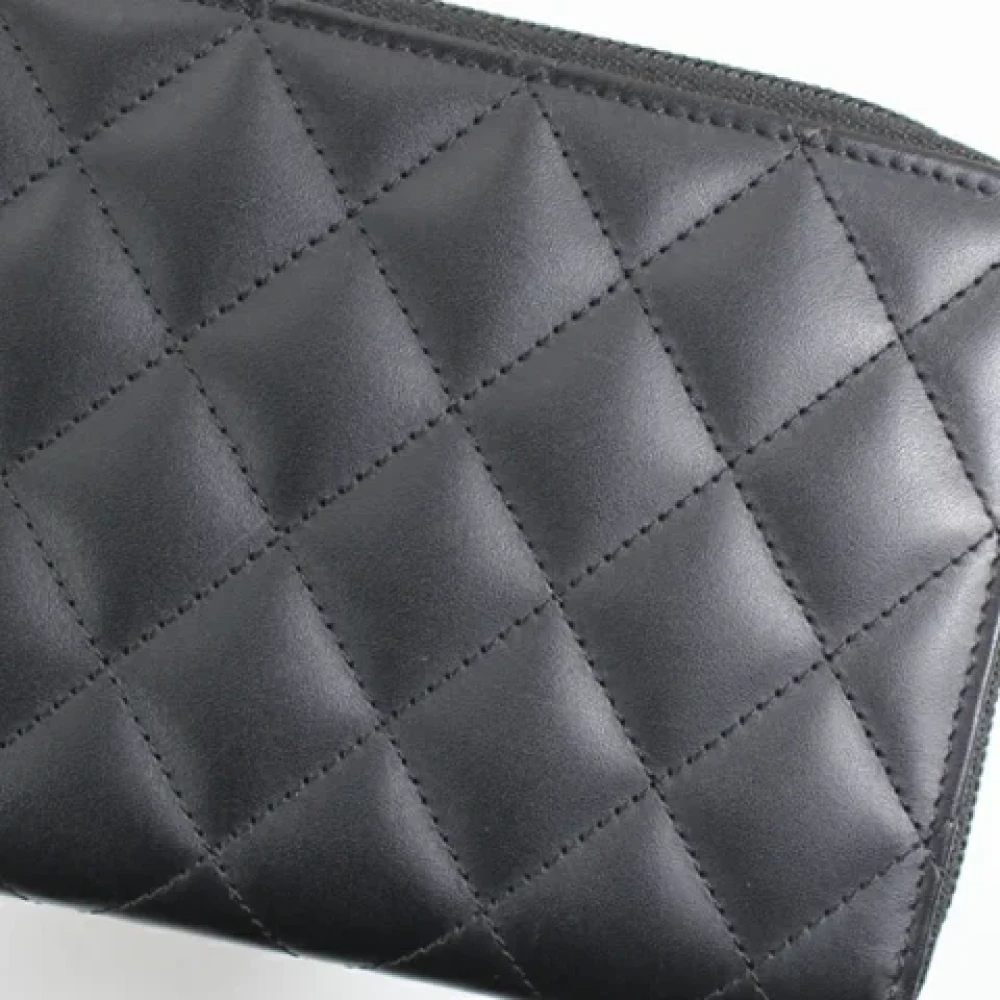 Chanel Vintage Pre-owned Leather wallets Black Dames