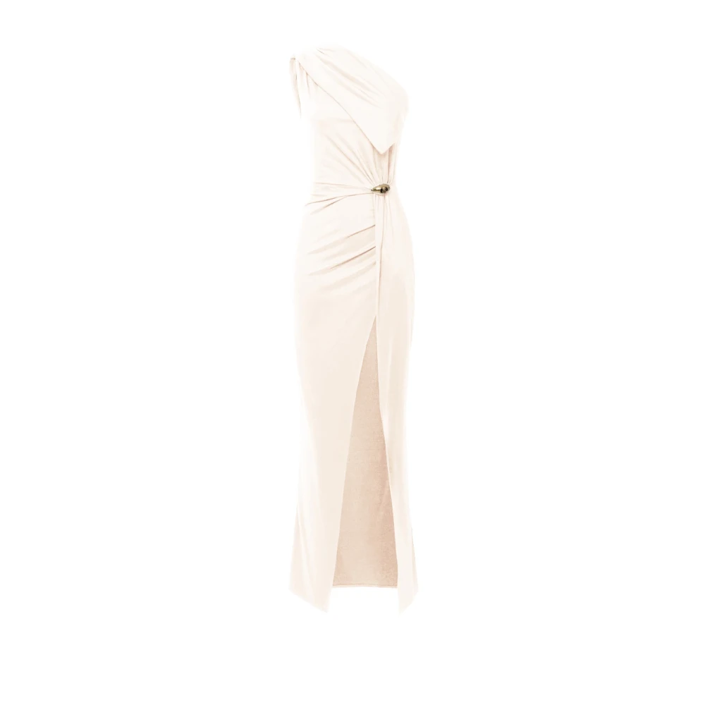 Elisabetta Franchi Asymmetrische Jersey Jurk met Zijsplit White Dames
