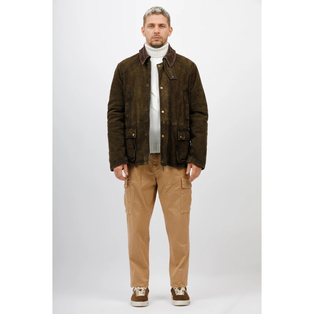 The Jack Leathers Suède Jachtjas met Fluweel Kraag Brown Heren