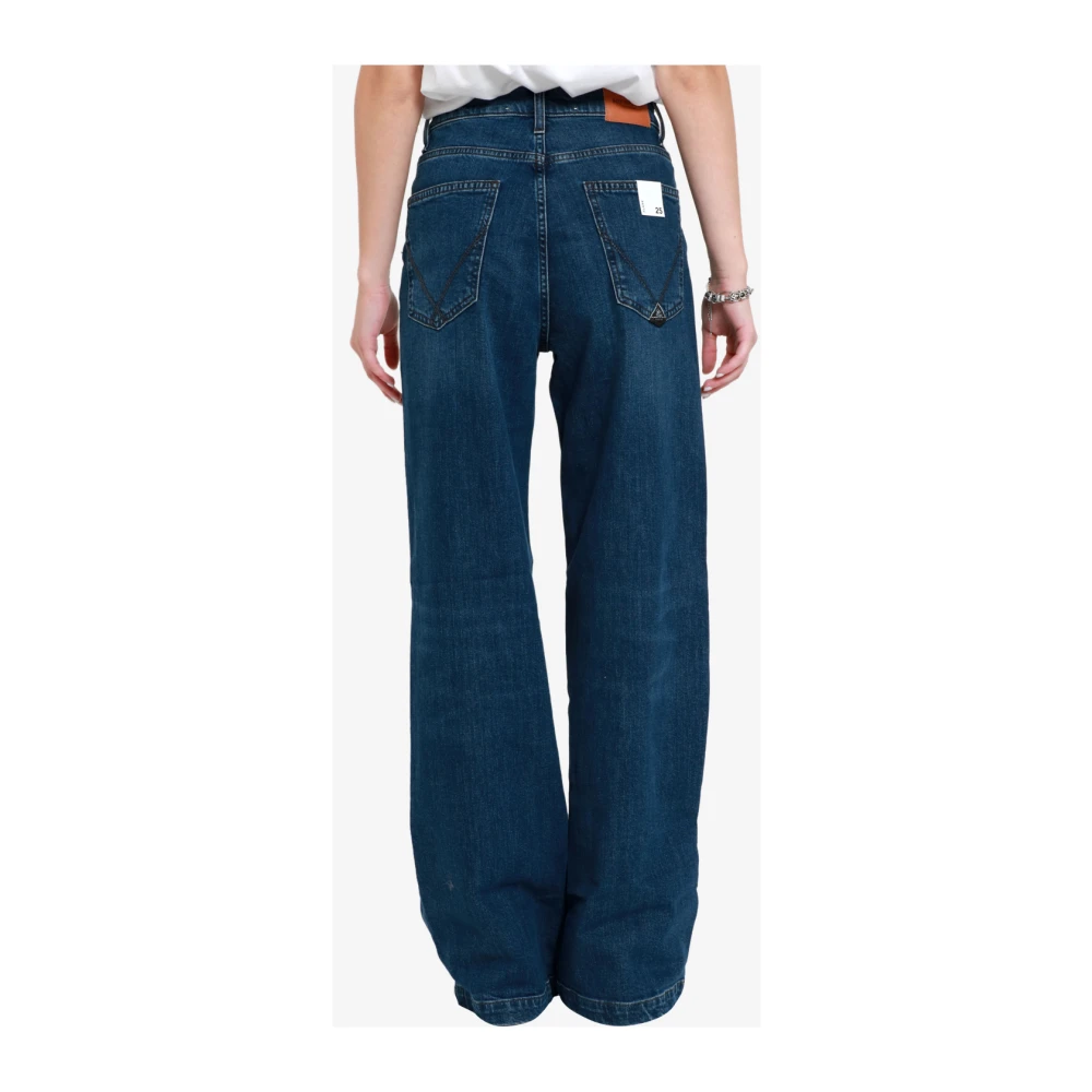 Roy Roger's Denim Flare Jeans met Gebruikt Effect Blue Dames