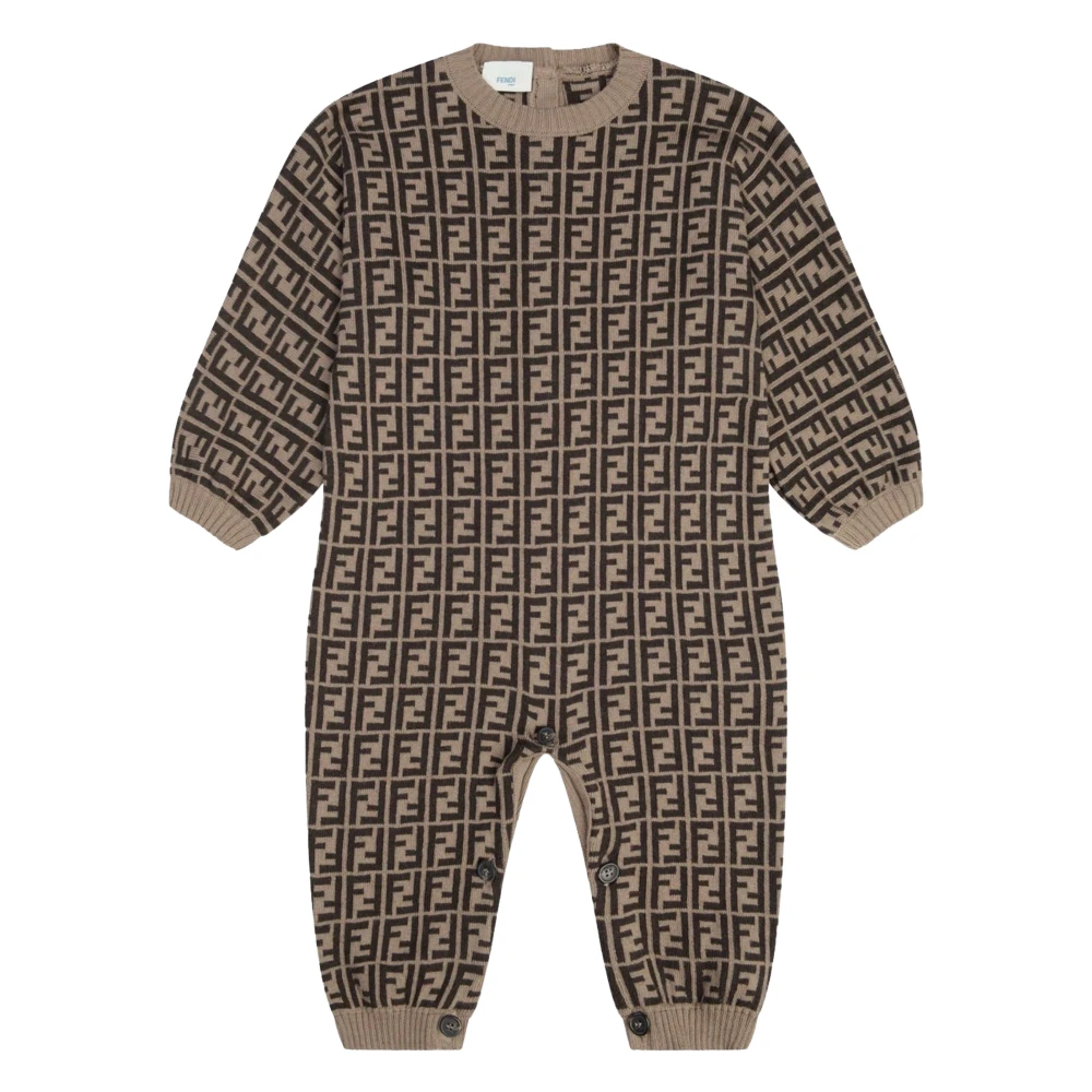 Fendi Baby Cotton & Cashmere Romper - Unisex - Bodies & Sets - Brown - 1 M - Kids