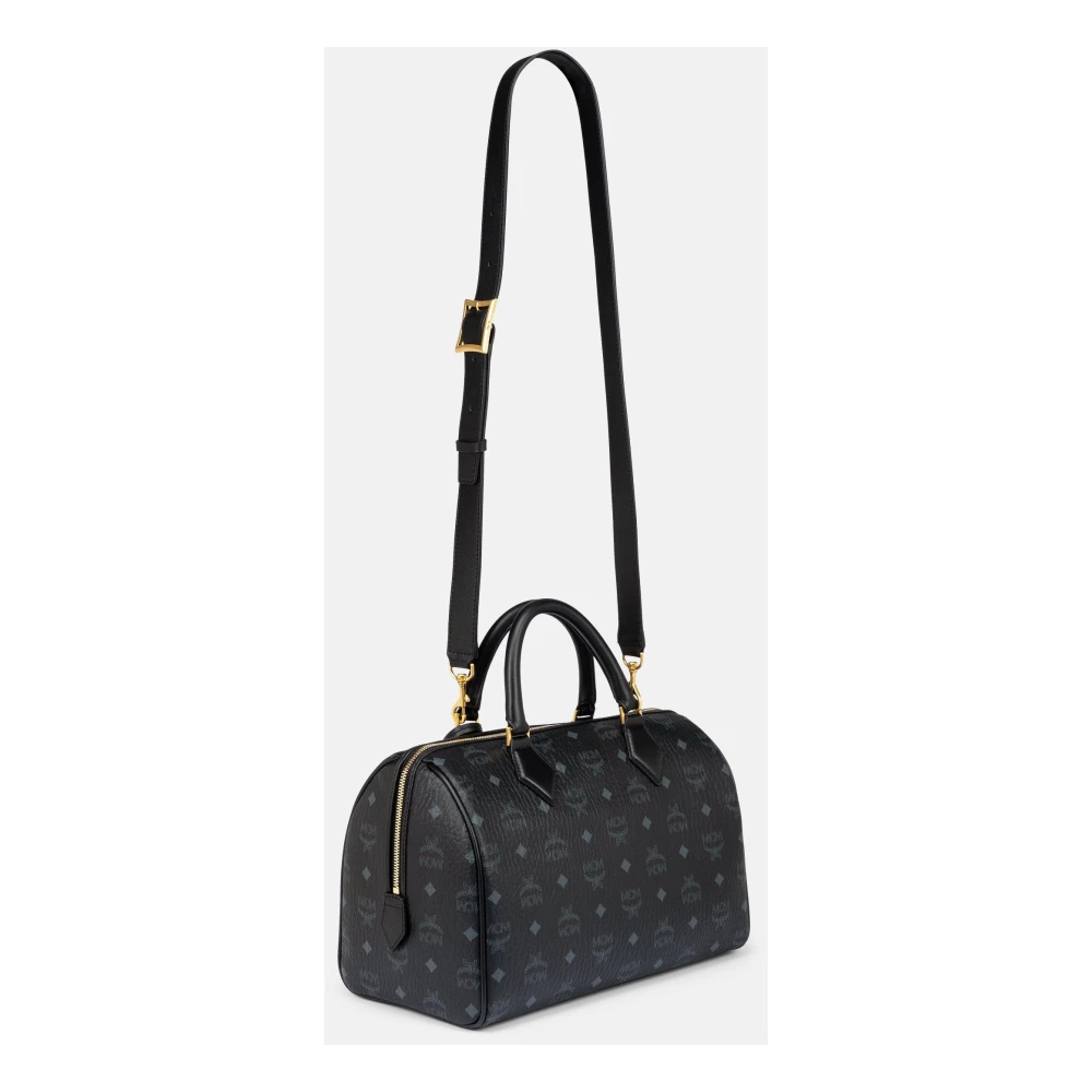 MCM Ella Boston in Visetos Black Dames