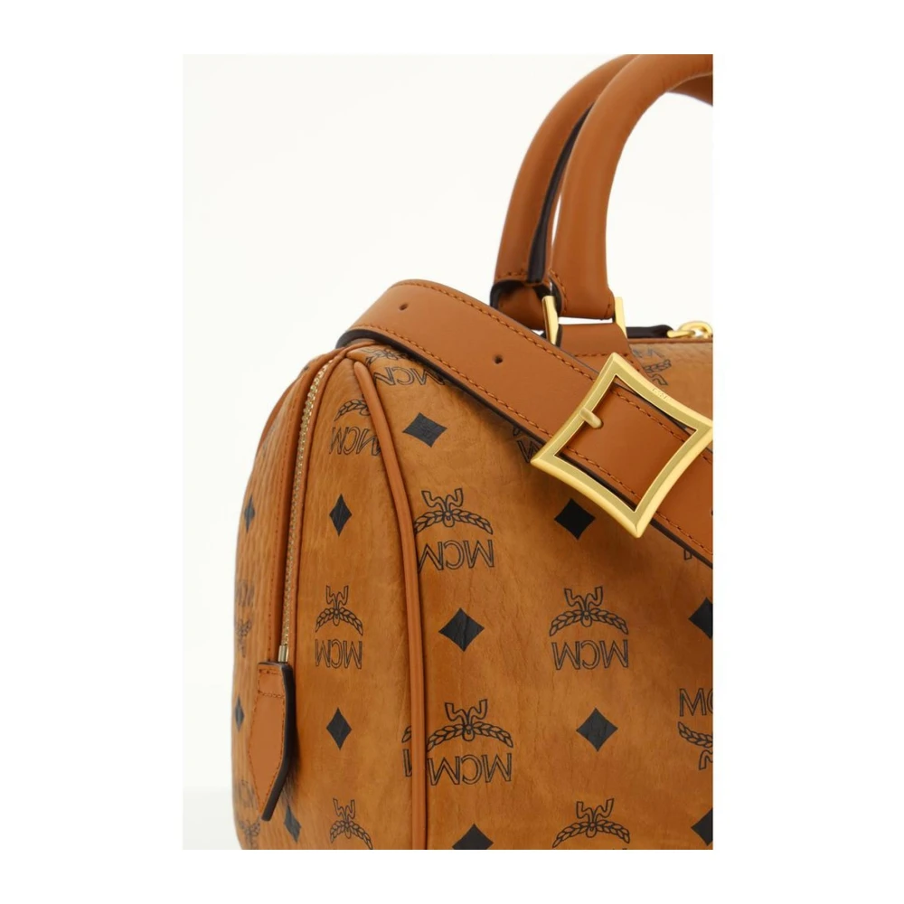 MCM Ella Boston Handtas met Buisvormige Handvatten Brown Dames
