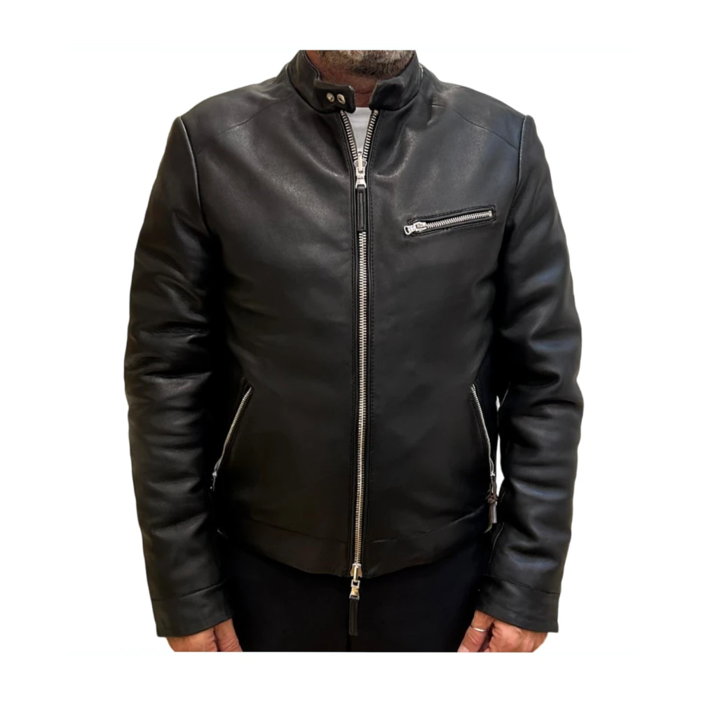 The Jack Leathers Zwarte leren jas Bacrplon20 Black Heren