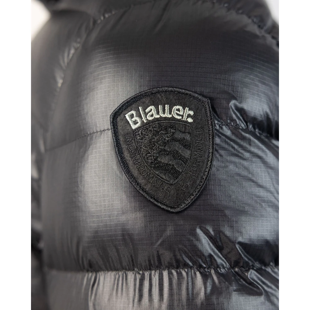 Blauer Zwarte gewatteerde nylonjas Black Heren
