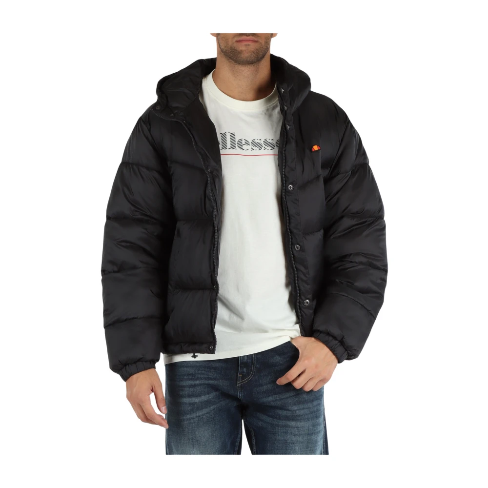 Ellesse Gewatteerd jack met voorlogo-patch Black Heren