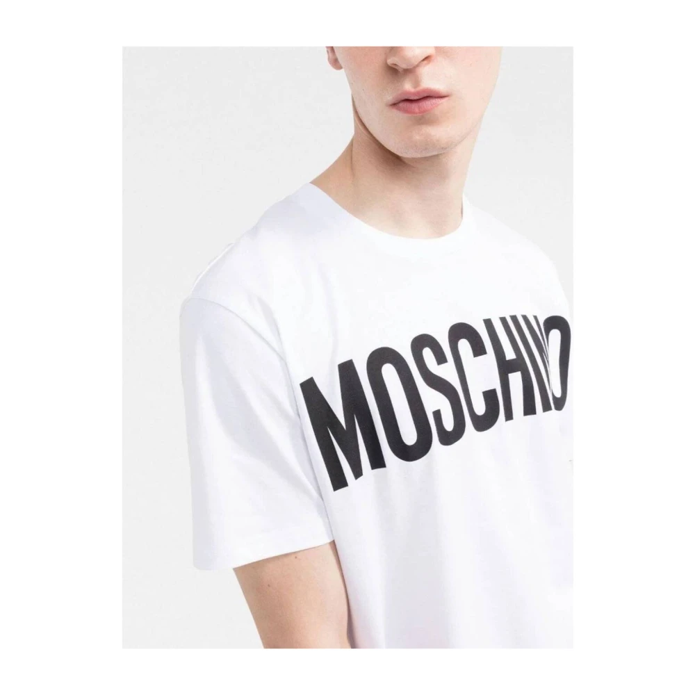 Moschino Logo Print Biologisch Katoen T-shirt White Heren