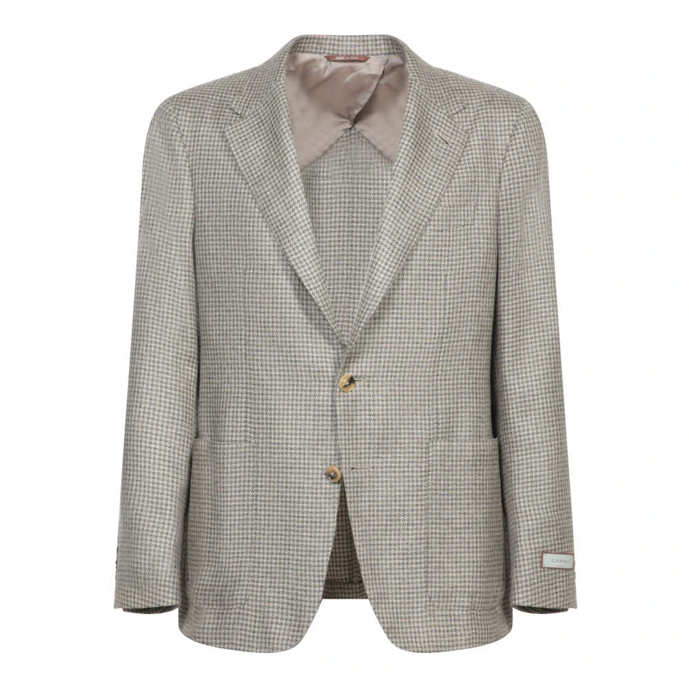 Canali Luxe Grijze Houndstooth Blazer Gray Heren