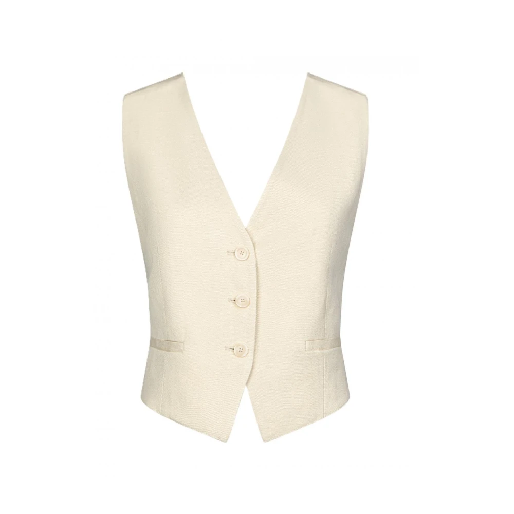 Dondup Women's White Slim-Fit Vest In Viscose And Linen Twill