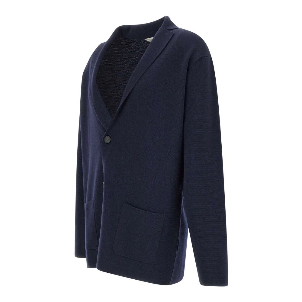 Filippo De Laurentiis Midnight Blue Wol Blazer Sweater Blue Heren