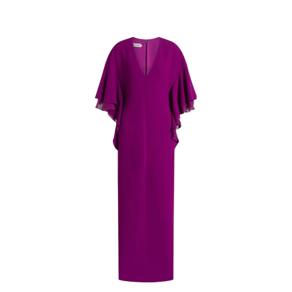 Alberta Ferretti Purple Gowns, Female, 2XL, Long Dress With Cape Sleeves